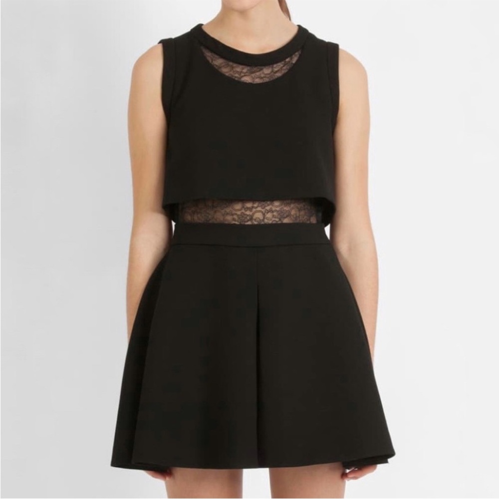 Maje Foleda Lace Inset Skater Scuba Mini Dress in Size 1